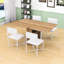 Ensemble de table de salle à manger extensible 5 pièces avec table de rangement et 4 chaises rembourrées en polyuréthane-1273986812