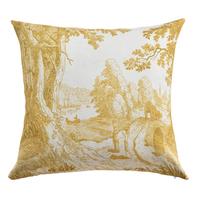 Coussin en toile Reverie - ocre et ivoire - 24 po x 24 po