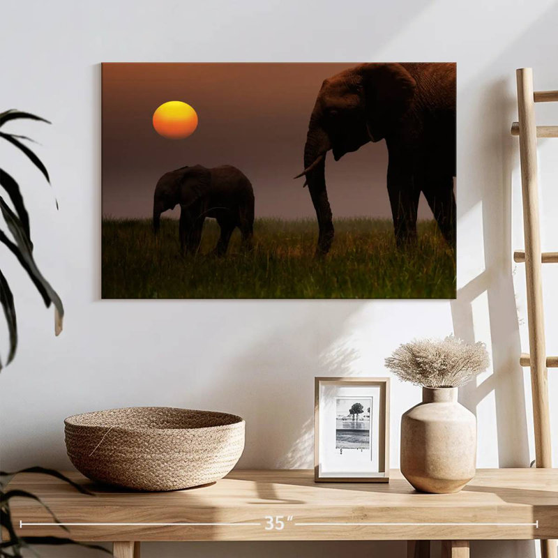 Brampt Grazing Elephant Family, 16" H x 24" W