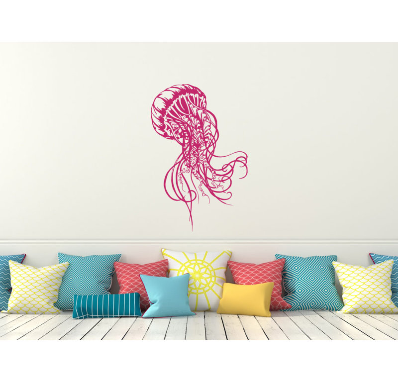 Adhésif décoratif salle de bain méduse, Rose vif