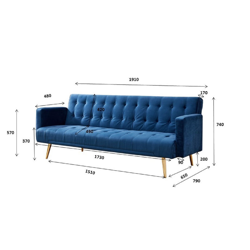 Kangley 3 Seater Sleeper, Gold, Green