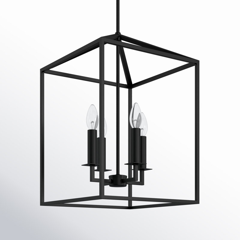 Ellis 4 - Light Dimmable Lantern Square / Rectangle Chandelier, Midnight Black, 18.5" H x 12.25" W x 12.25" D