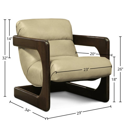Fauteuil en cuir véritable de 28 po de largeur Jules