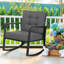 Chaise berçante d'extérieur en rotin avec coussins Conwell-462421739