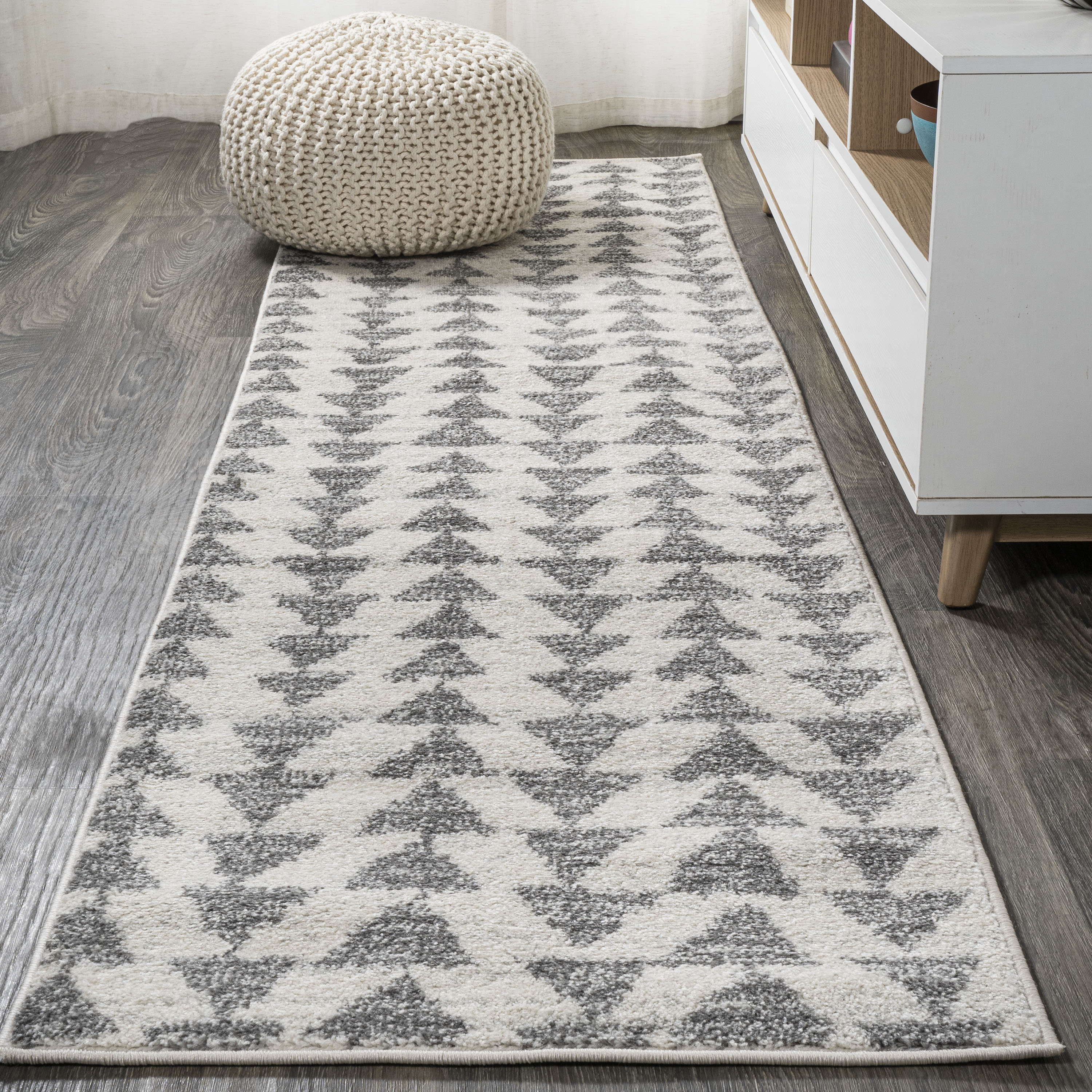 Ebern Designs Taos Moroccan Triangle Geometric Cream/Grey Rug & Reviews ...