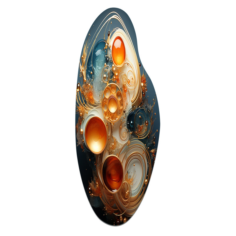 Clayvon - spirale abstraite, décoration murale en métal incurvé, sarcelle, reproduction d'art asymétrique, H 30 po x l 11 po