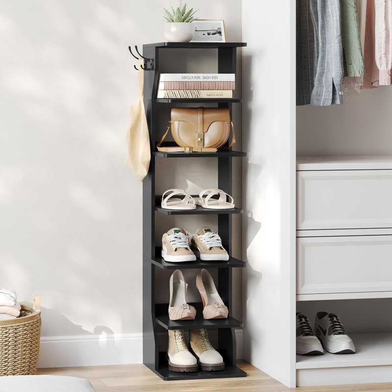 6 Pair Shoe Rack, Black