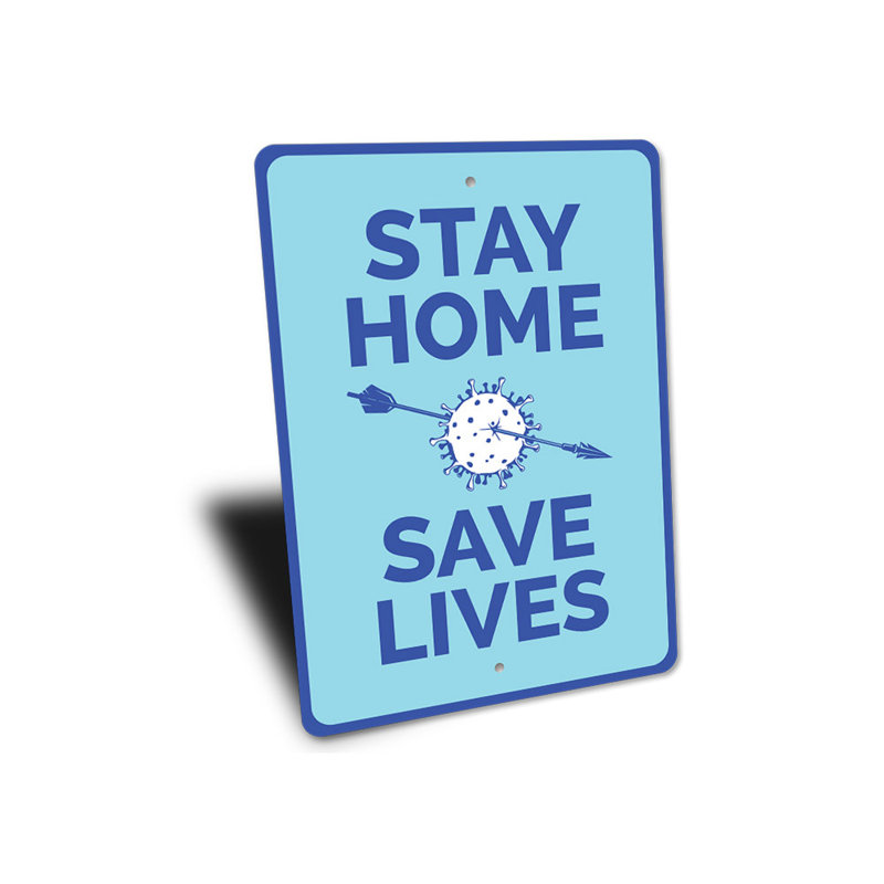Plaque en aluminium Stay Home, H 14 po x l 10 po x P 0,04 po