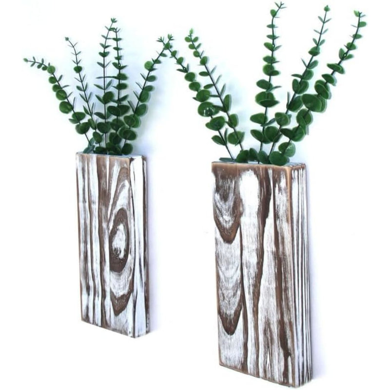 Vase mural en bois Watervliet, Blanc