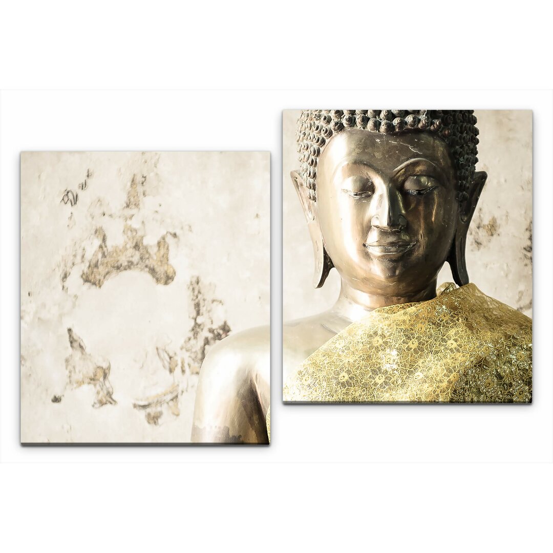 2-tlg. Leinwandbilder-Set Buddhafigur