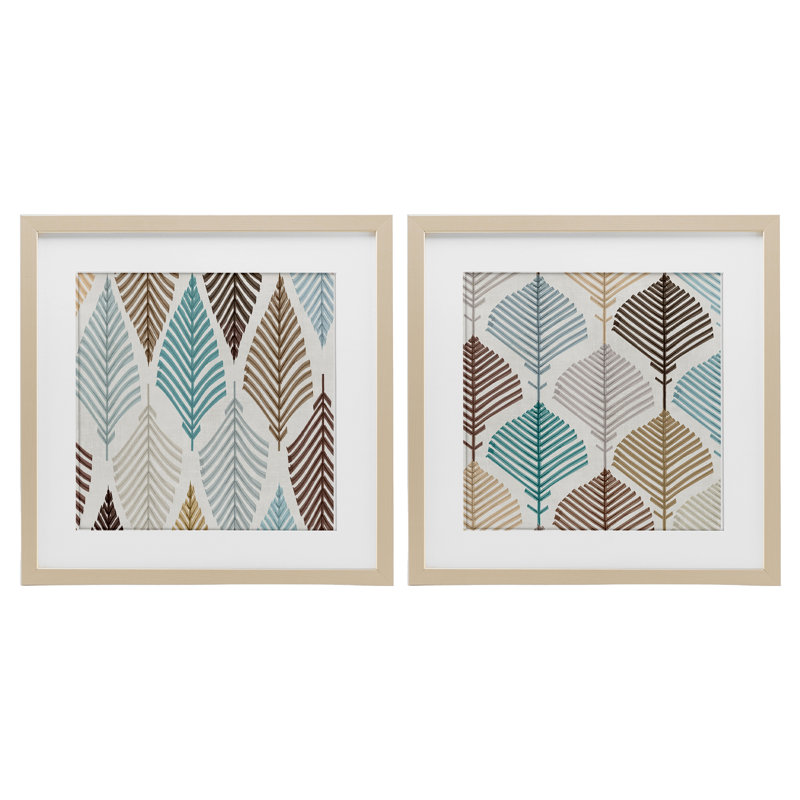 Boho Leaves & Stems, ensemble de 2 reproductions encadrées sous verre, par Eli Jones, H 16 po x l 16 po
