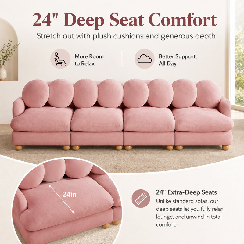 Canapé modulaire en chenille Veloria, Rose