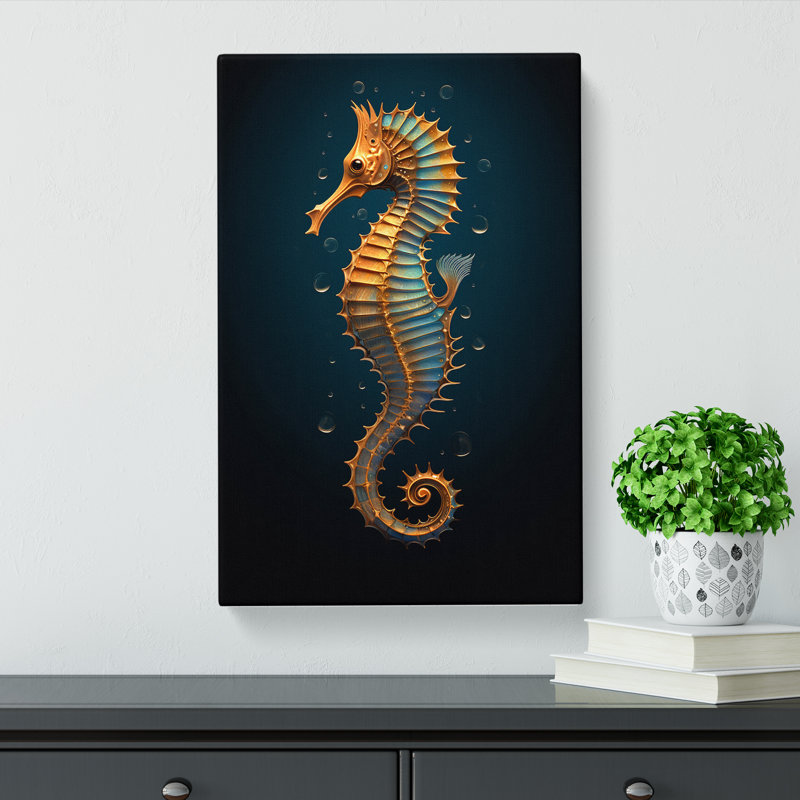 Seahorse Minimalism Art - Wrapped Canvas, 76cm H x 50cm W x 3cm D