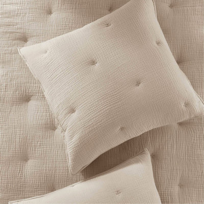 Ensemble de courtepointe brodée en coton 3 pièces