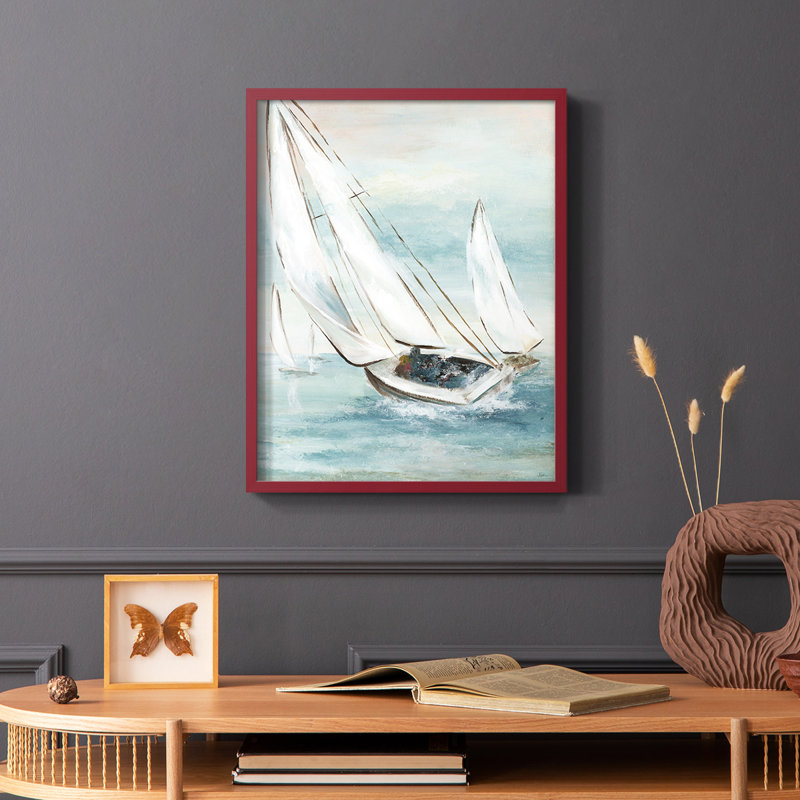 «Catching Wind», reproduction encadrée - bois massif, Cadre simple rouge, H 10 po x l 8 po