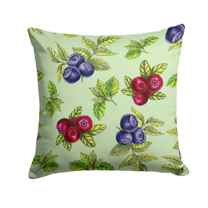 Coussin intérieur/extérieur à baies, Vert / bleu, 14 po x 14 po