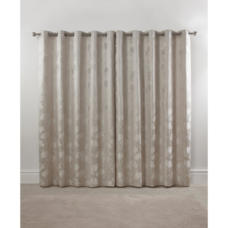 Blossom Eyelet Room Darkening Curtains, Cream, 228 W x 228 D cm