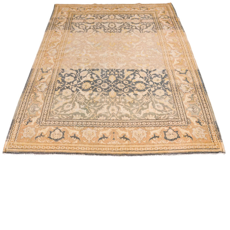Tapis beige / bleu unique 5 pi 7 po x 8 pi 6 po Hereke