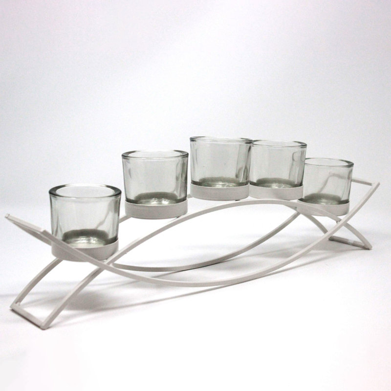 Modern 5-cup Candle Holder For Home Decor, White