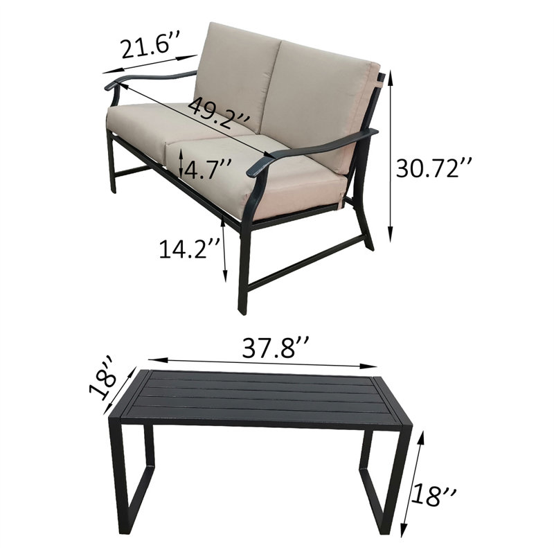 Banc en métal avec coussins Aasen