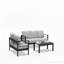 Ensemble de conversation de patio 3 pièces en aluminium 3 pièces, canapé d'extérieur 5 places avec coussins épais gris clair et structure noire et table basse-144283431