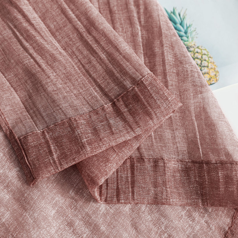 Crinkle Rod Pocket Sheer Curtain Pair, 50" W x 96" L, Dusty Rose