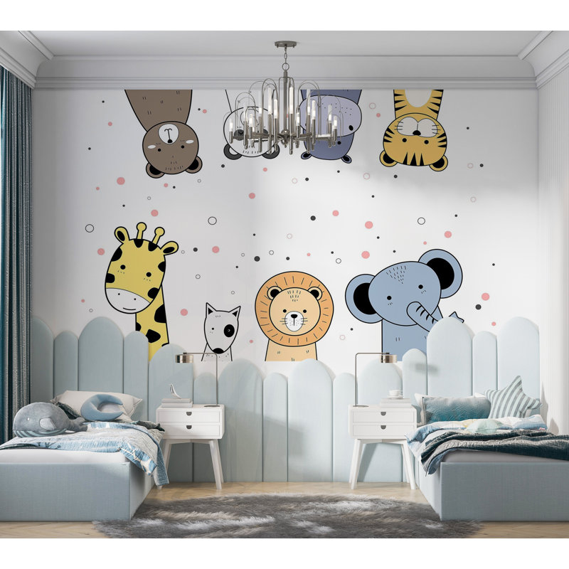 Premium Wallpaper Wall Mural - Animal Faces, 96" L x 120" W