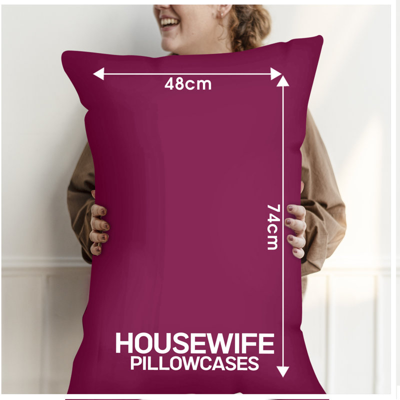 Premium Housewife Pillowcases Solid Colour Polycotton Material 50x75cm Size Easy Care Machine Washable Bedding, Fuchsia