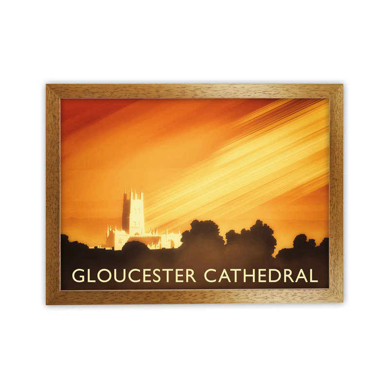Gloucester Cathedral by Richard O'Neill - Print, 46cm H x 63cm W x 3cm D, Brown Framed