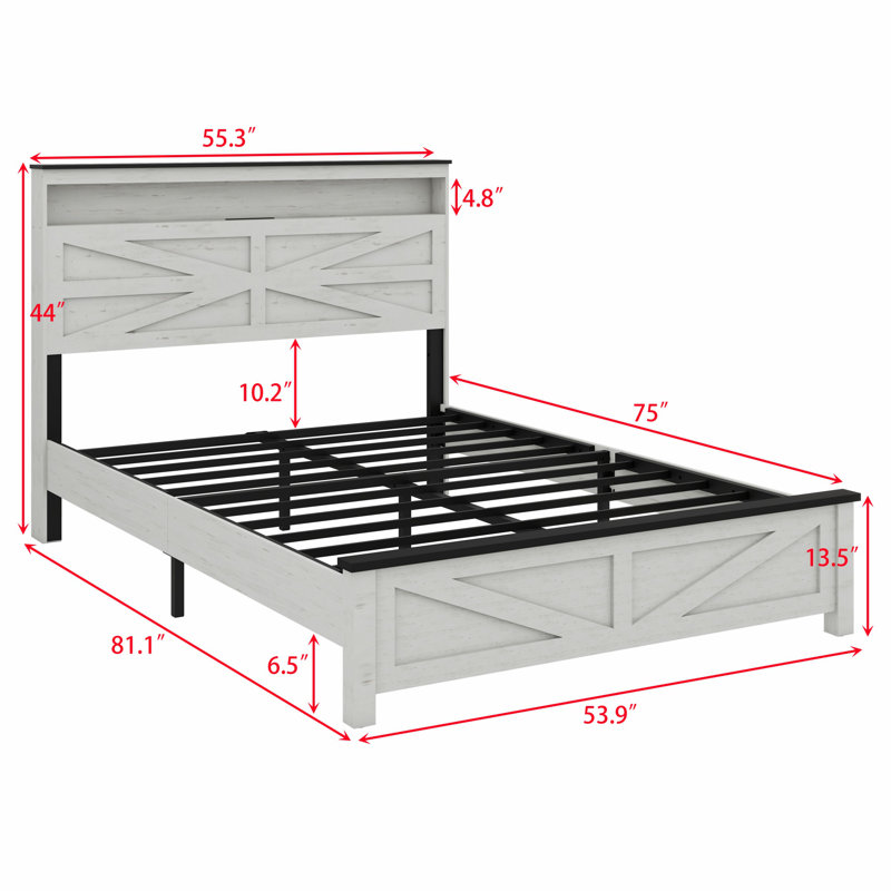 Tête de lit avec lumières DEL et station de charge, avec tête de lit et espace de rangement caché, Double