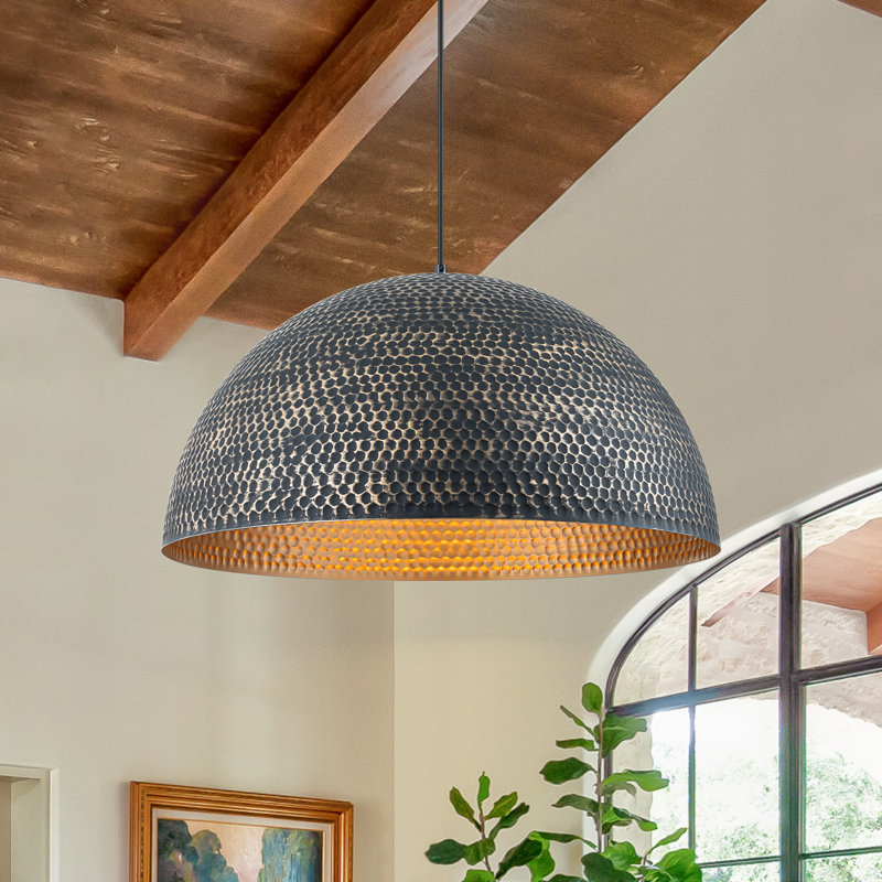 Luminaire suspendu en forme de dôme à 1 lumière, H 11,8 po x l 23,6 po x P 23,6 po