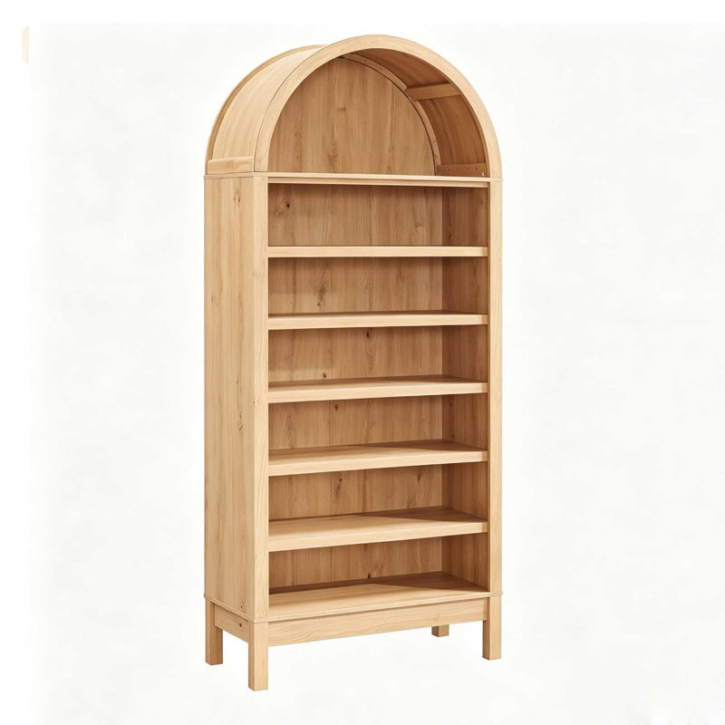 71" Tall Arched Bookcase with Adjustable Shelves, Narrow Wooden Bookshelf, 7 Tier Freestanding Storage Display Shelf for Living Room, Bedroom, Entryway