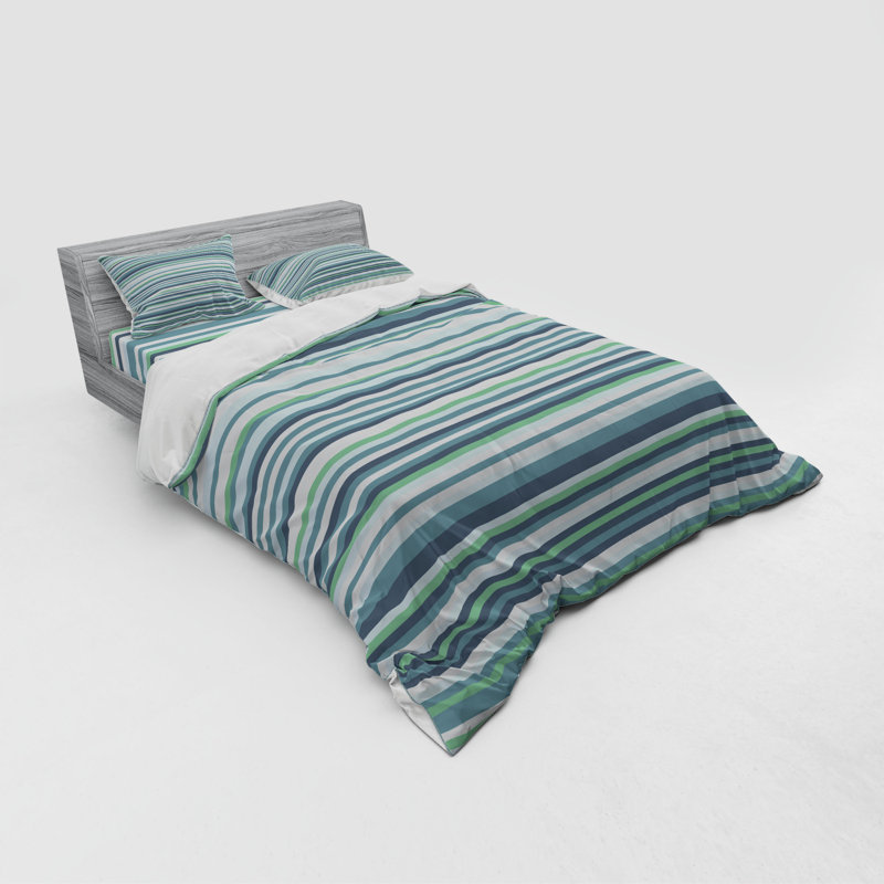 Ensemble de housse de couette campagnard en microfibre bleu sarcelle, Housse de couette grand + 3 pièces supplémentair