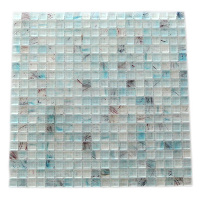 0,63" x 0,63" tuile de mosaïque de verre en bleu ciel Amber