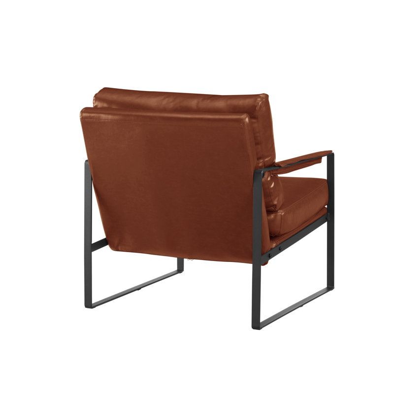 Fauteuil 27 po en similicuir et noir, Marron foncé