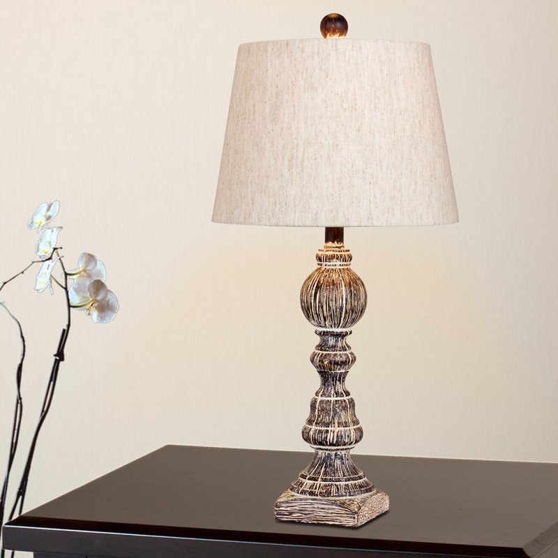 Mathieu Resin Table Lamp, Brown, Oatmeal