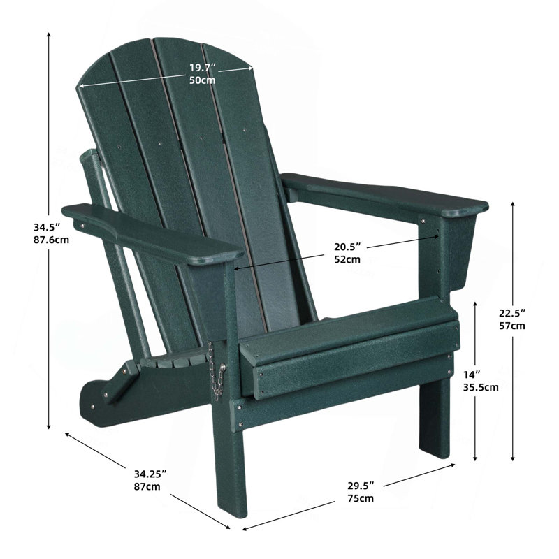 Folding Adirondack Chair,Relaxing Stackable Arm Rest Ergonomic Hdpe All-Weather Adirondack Chair