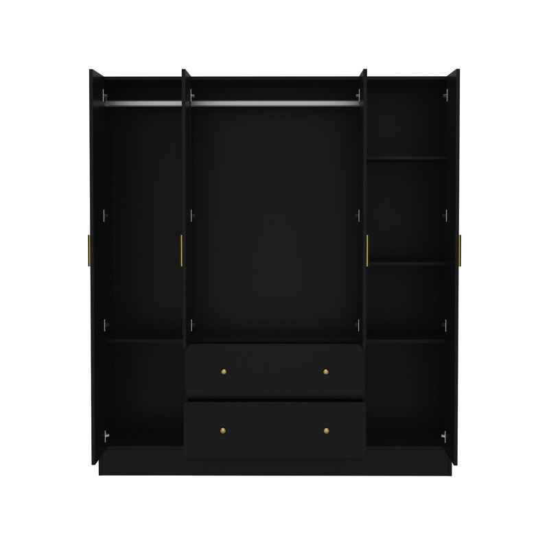 Armoire 4 portes 70,9 po Ragin, Noir