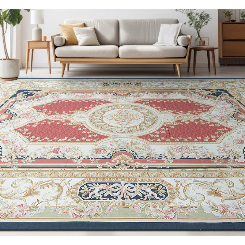 Hand-Knotted High-Quality Navy and Red Area Rug