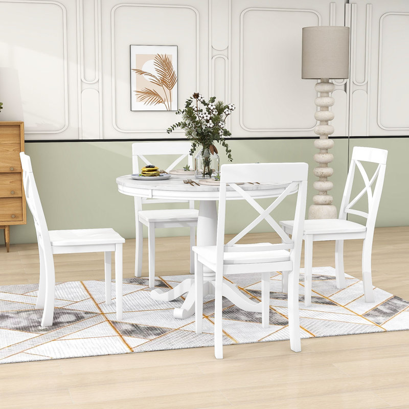 Ensemble 5 pièces de table moderne en bois avec 4 chaises Dandrick