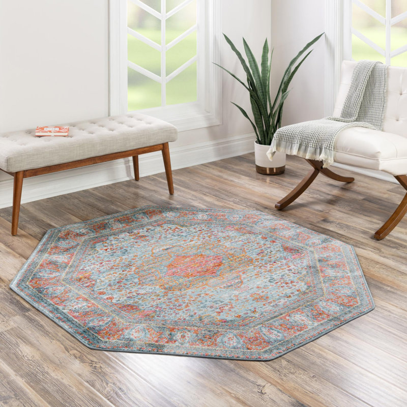 Tapis contemporain Mulvihill couleur bord de mer, Octogone 8 pi 2 po