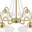 32,28 po Lustre 6 lumières Mid-Century moderne en or brossé avec abat-jour en verre plissé transparent et décorations en perles de cristal pour le salon, la salle à manger, le vestibule