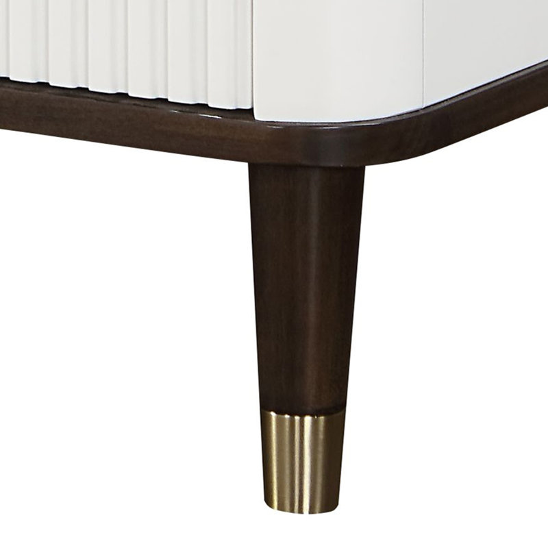 Dzianis 2-Drawer Nightstand in White and Walnut