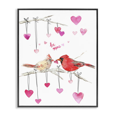 Be Be Mine Cardinals, art de la giclée encadrée par Melissa Hyatt