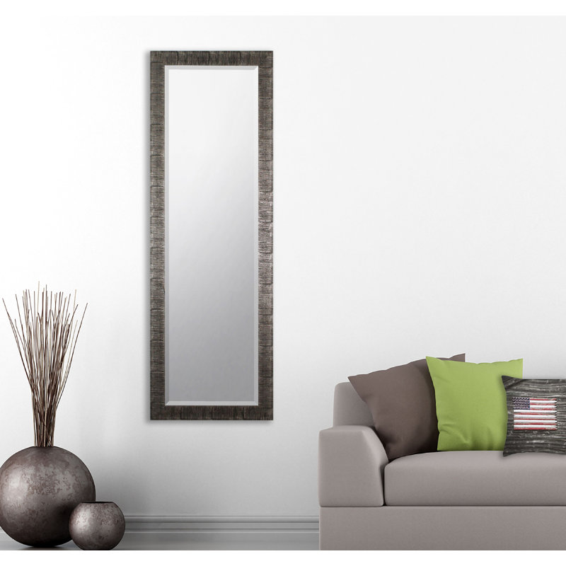 Denver Solid Wood Flat Wall Mirror, Silver, 69" H x 28.5" W