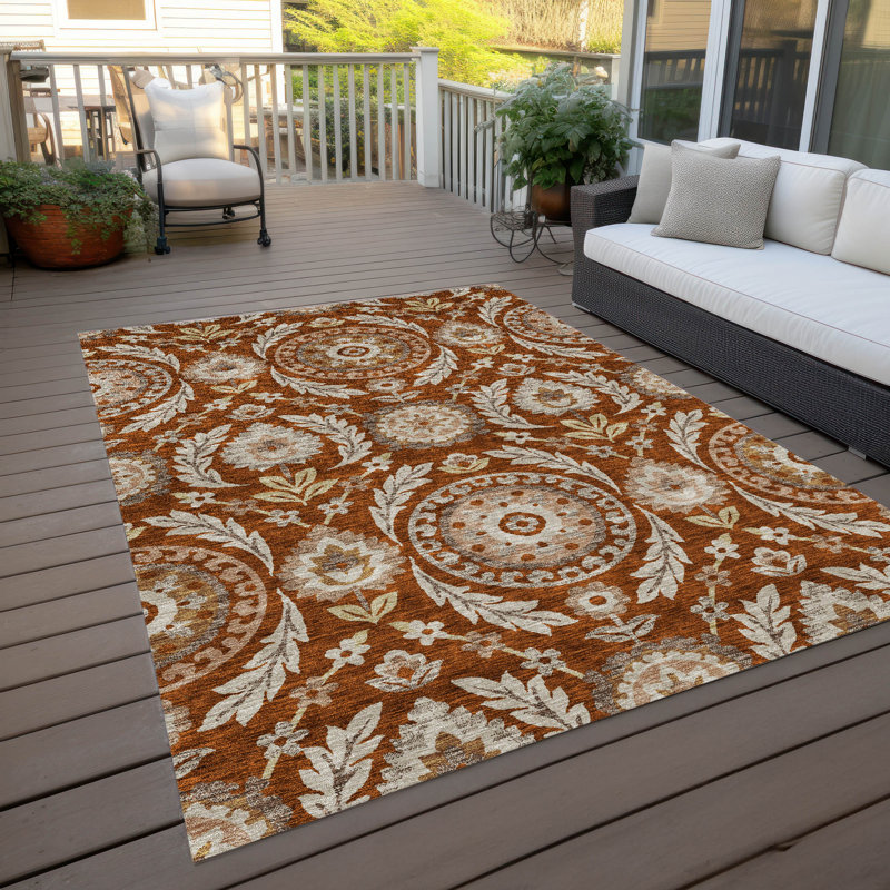  Machine Washable Indoor/Outdoor Mahaney ACN751 Ivory Rug, Rectangle 10' x 14'