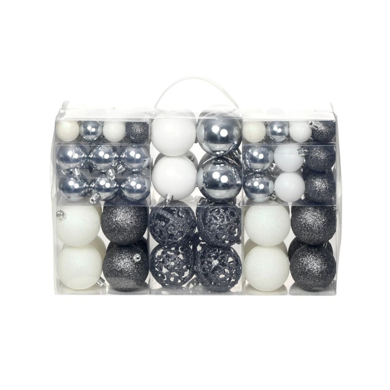 6cm Solid Colour Bauble, White/Grey