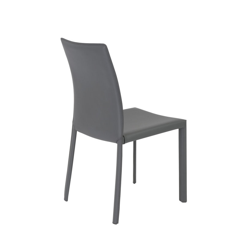 Ensemble de deux chaises d'appoint de salle à manger rembourrées en cuir grises
