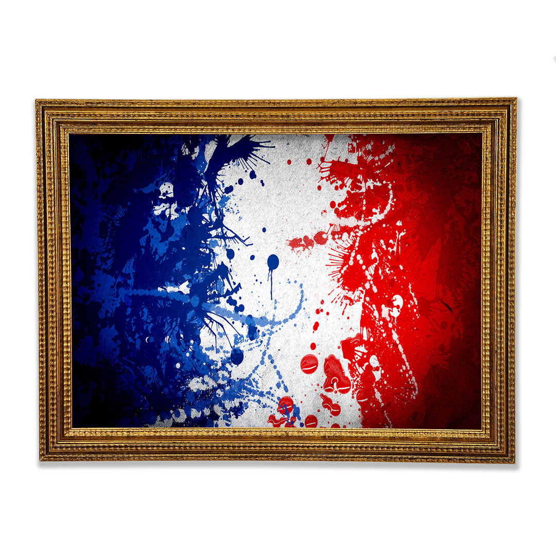 Gerahmtes Poster French Flag Grunge