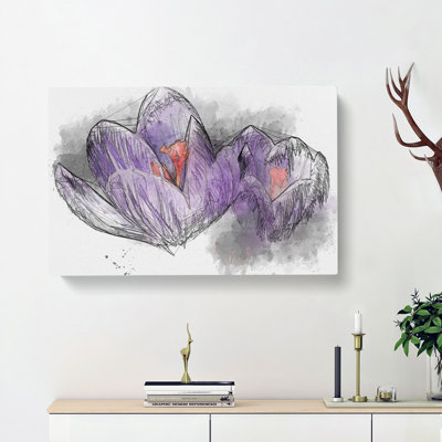 Purple Crocus Flower - Wrapped Canvas Painting
